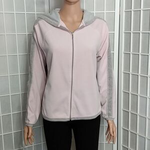 Hot Cotton By Marc-Ware Pink and Gray Fleece Jacket W/ Hood